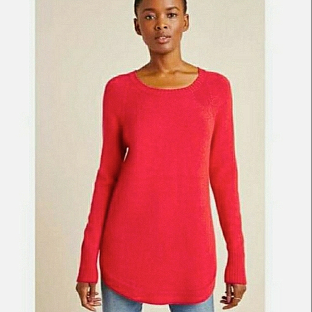 Brand new Anthropologie red rouge tunic sweater M